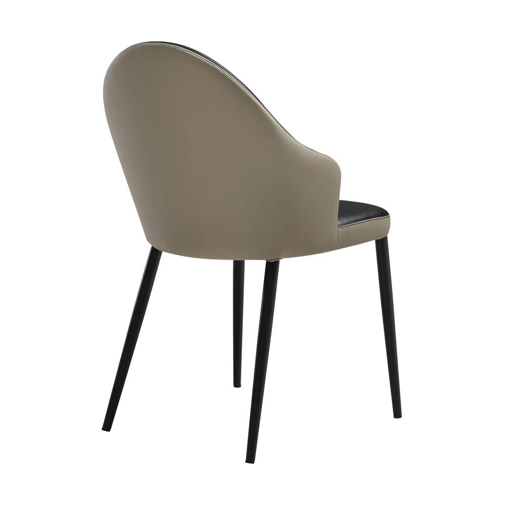 Upholstered Dining Chair in Taupe Gray and Black Faux Leather Black - Set of 2. Picture 4