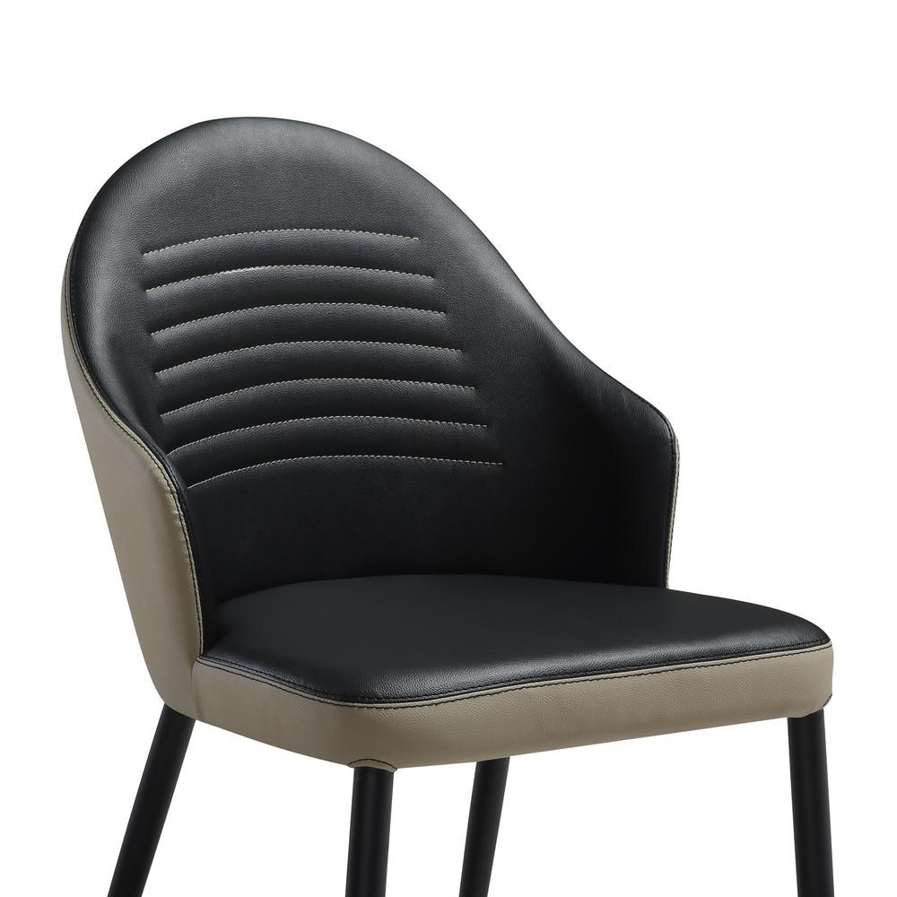 Upholstered Dining Chair in Taupe Gray and Black Faux Leather Black - Set of 2. Picture 5