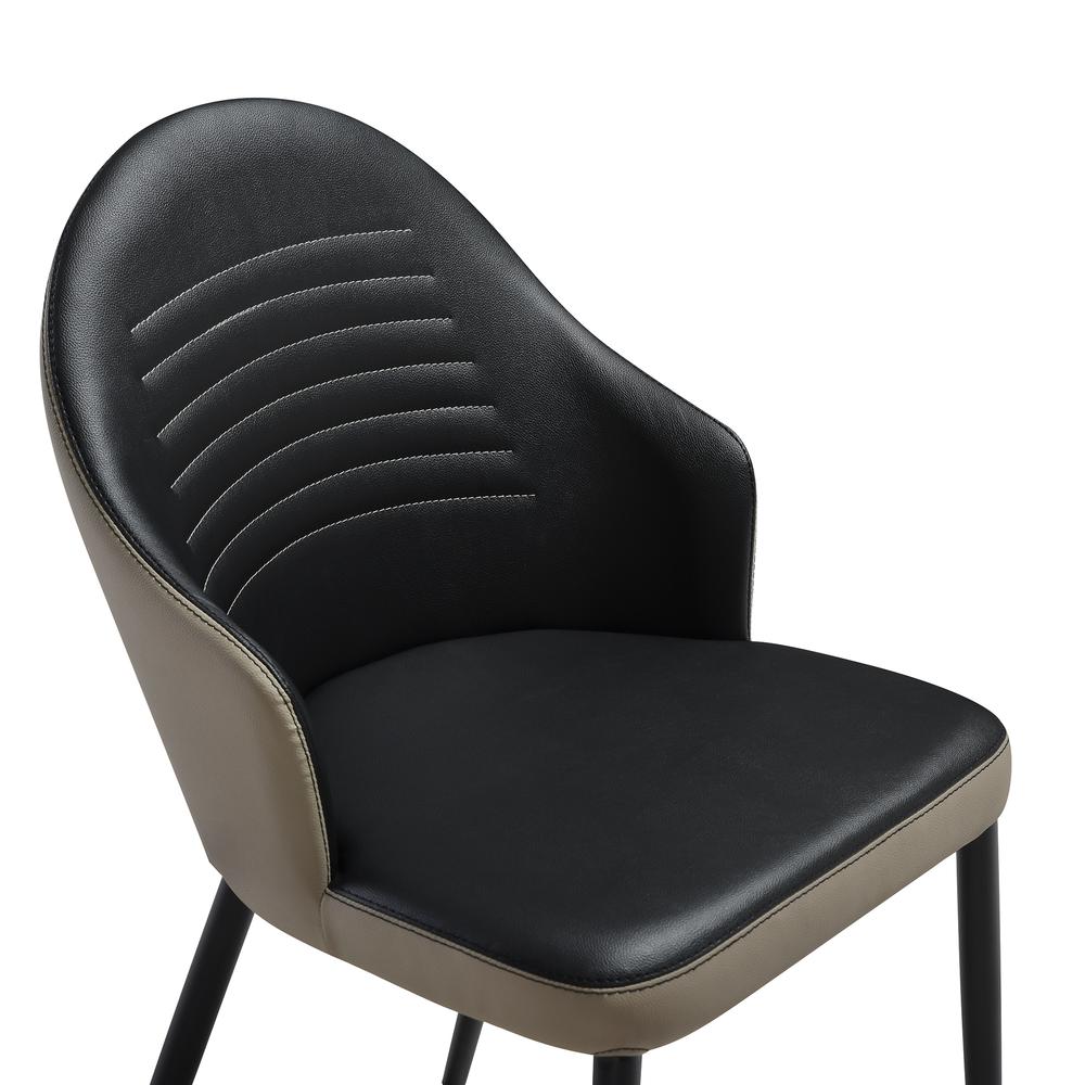 Upholstered Dining Chair in Taupe Gray and Black Faux Leather Black - Set of 2. Picture 6