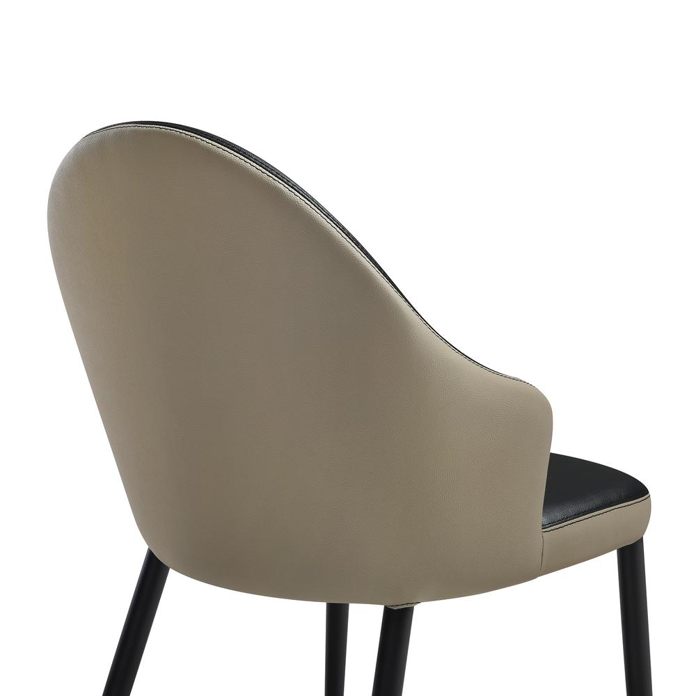 Upholstered Dining Chair in Taupe Gray and Black Faux Leather Black - Set of 2. Picture 7
