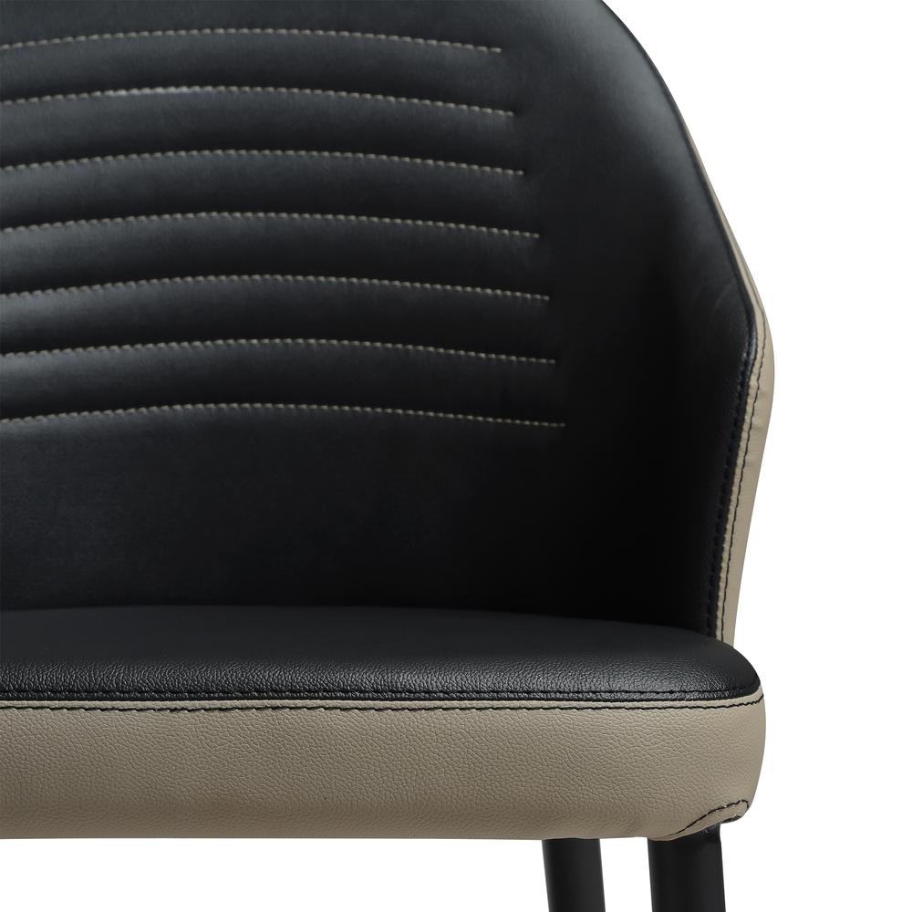 Upholstered Dining Chair in Taupe Gray and Black Faux Leather Black - Set of 2. Picture 8