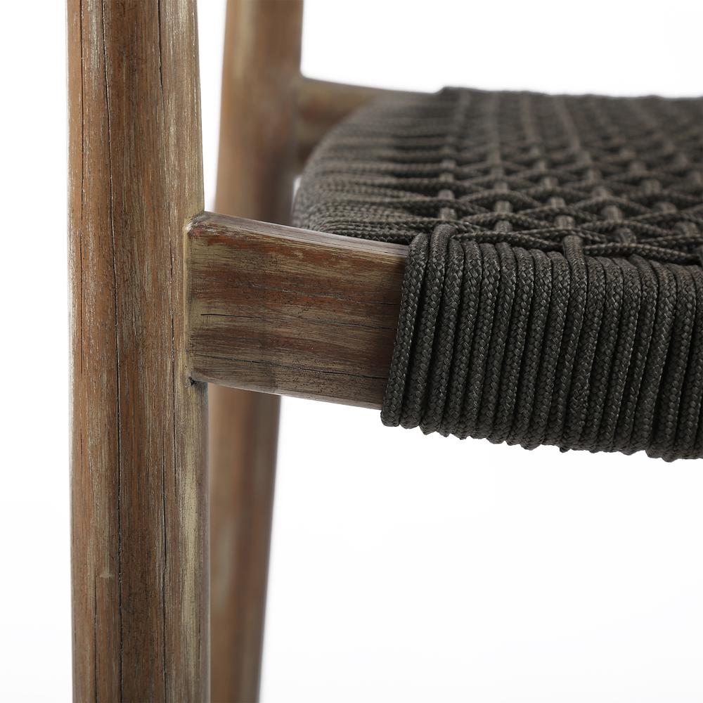 Santo Indoor Outdoor Stackable Dining Chair in Eucalyptus Wood with Charcoal Rope - Set of 2. Picture 5