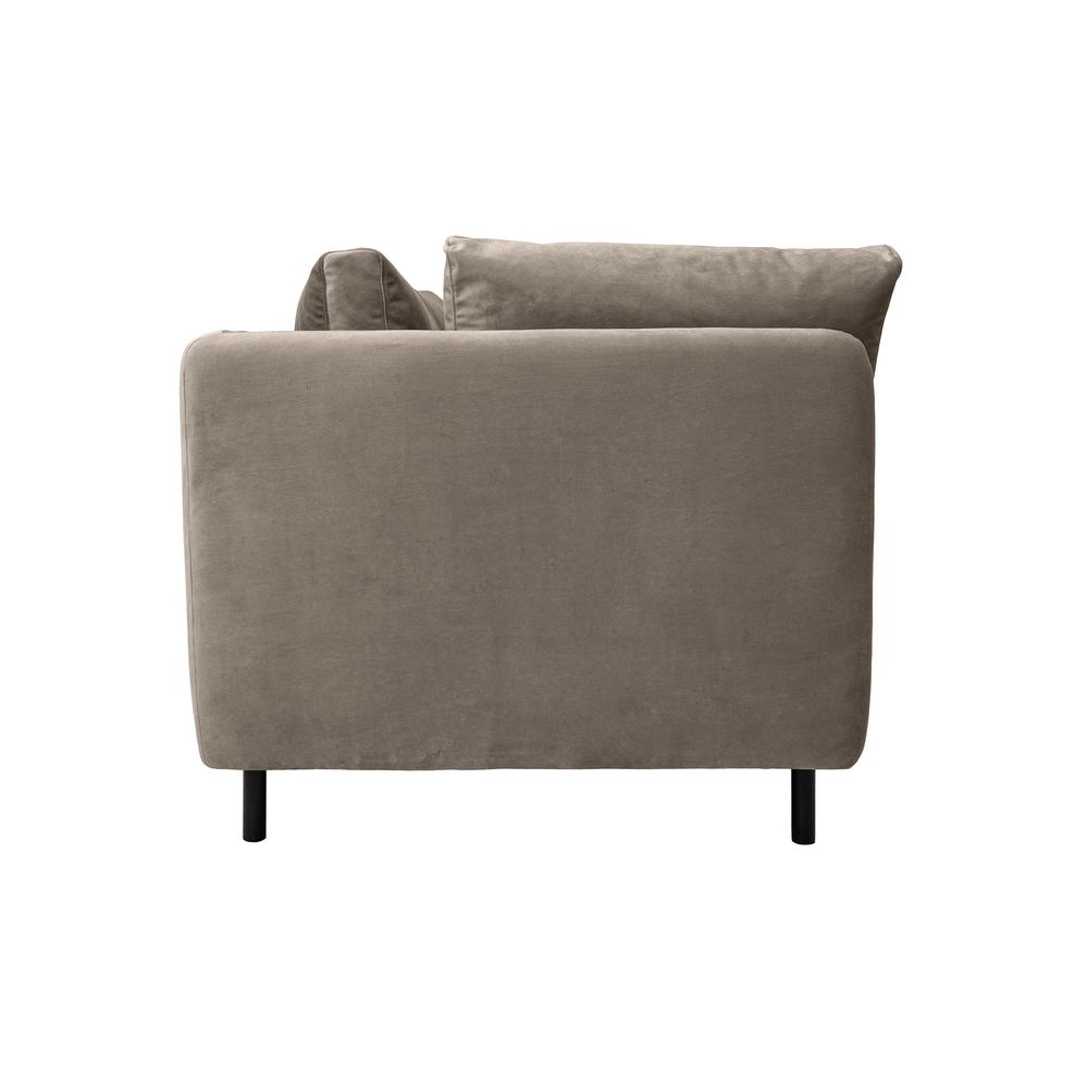 Serenity 79" Fossil Gray Velvet Sofa with Black Metal Legs. Picture 3