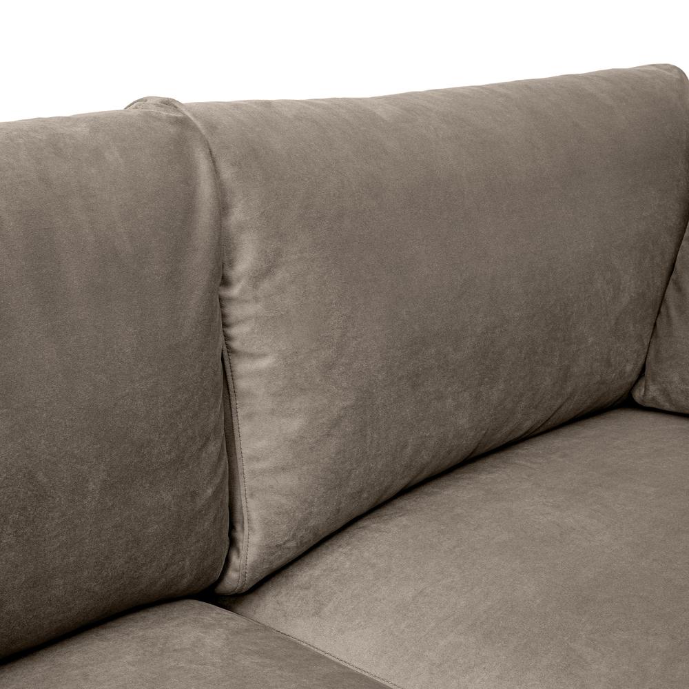 Serenity 79" Fossil Gray Velvet Sofa with Black Metal Legs. Picture 7