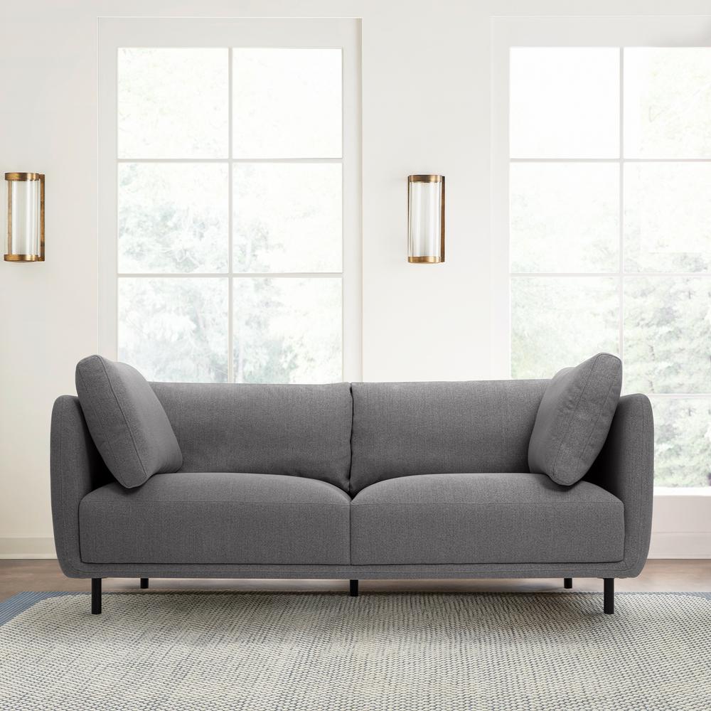 Serenity 79" Gray Fabric Sofa with Black Metal Legs. Picture 9