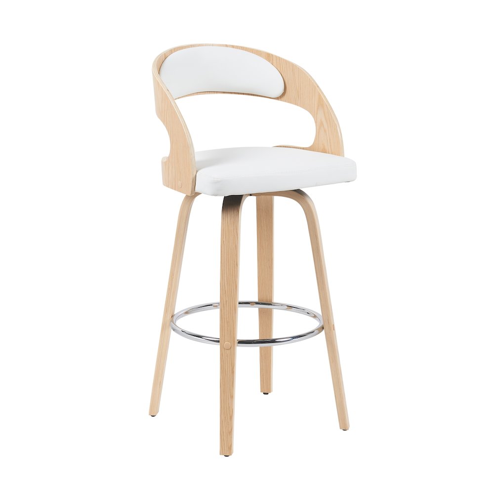Bar Height Swivel Stool in Patterned Oak Finish. Picture 1