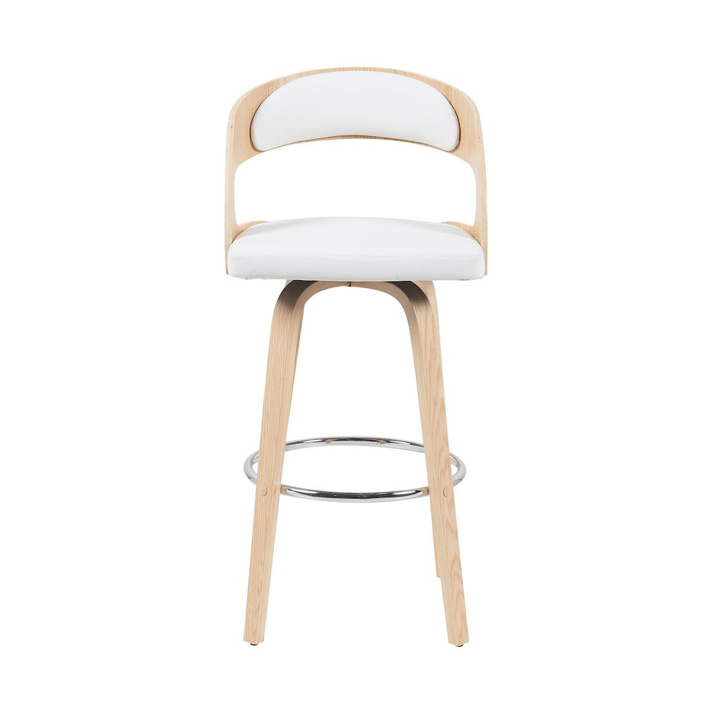 Bar Height Swivel Stool in Patterned Oak Finish. Picture 2