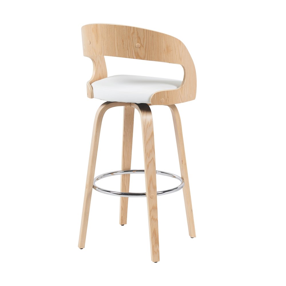 Bar Height Swivel Stool in Patterned Oak Finish. Picture 3