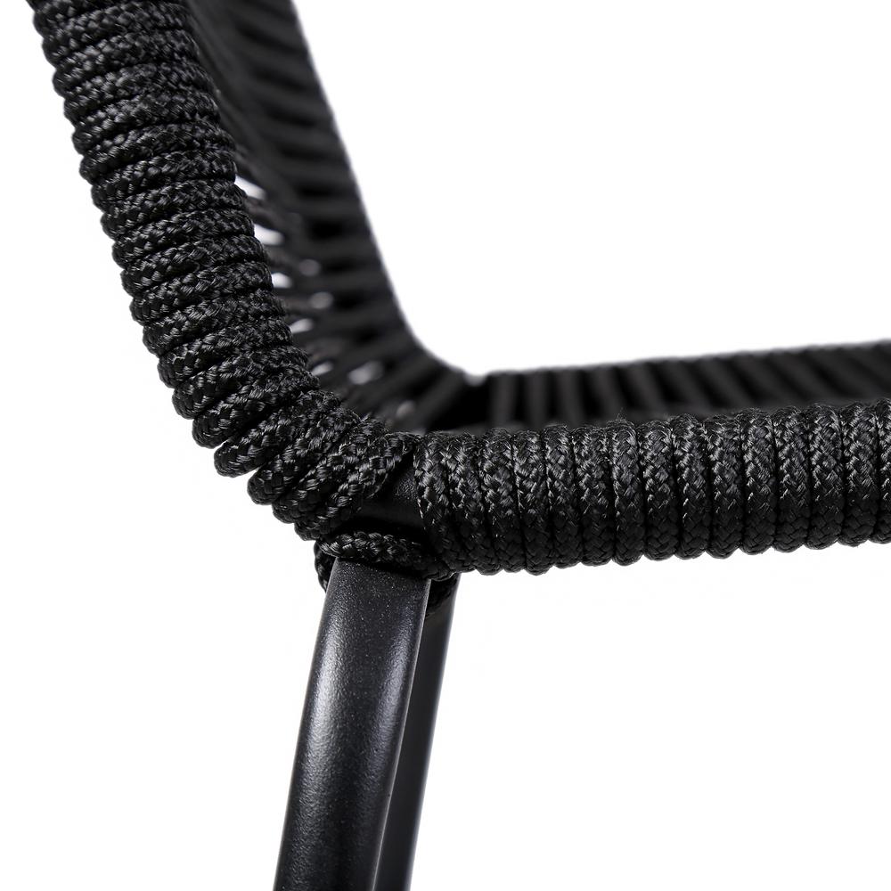 Shasta Outdoor Patio Dining Chair in Black Powder Coated Finish and Black Fishbone Textiling - Set of 2. Picture 7