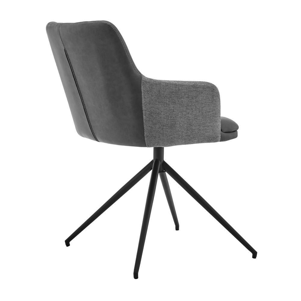 Simone Modern Faux Leather and Fabric Metal Swivel Dining Room Chairs - Set of 2. Picture 3