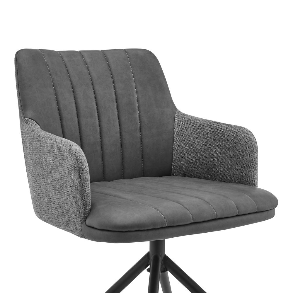 Simone Modern Faux Leather and Fabric Metal Swivel Dining Room Chairs - Set of 2. Picture 4