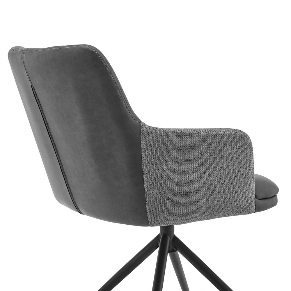 Simone Modern Faux Leather and Fabric Metal Swivel Dining Room Chairs - Set of 2. Picture 5