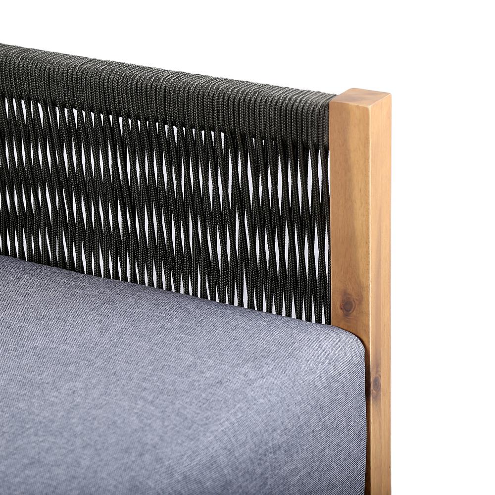 Sienna Outdoor Eucalyptus Sofa in Teak Finish with Grey Cushions. Picture 4