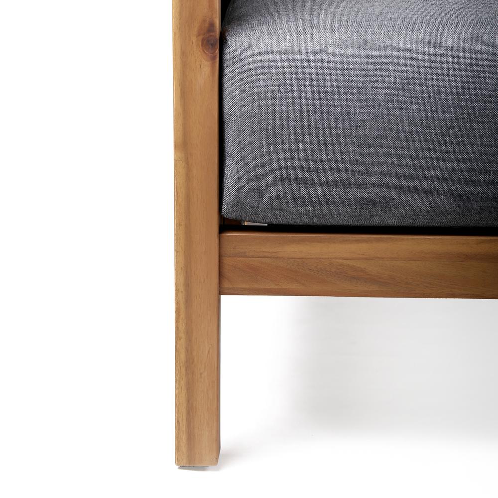 Sienna Outdoor Eucalyptus Sofa in Teak Finish with Grey Cushions. Picture 7