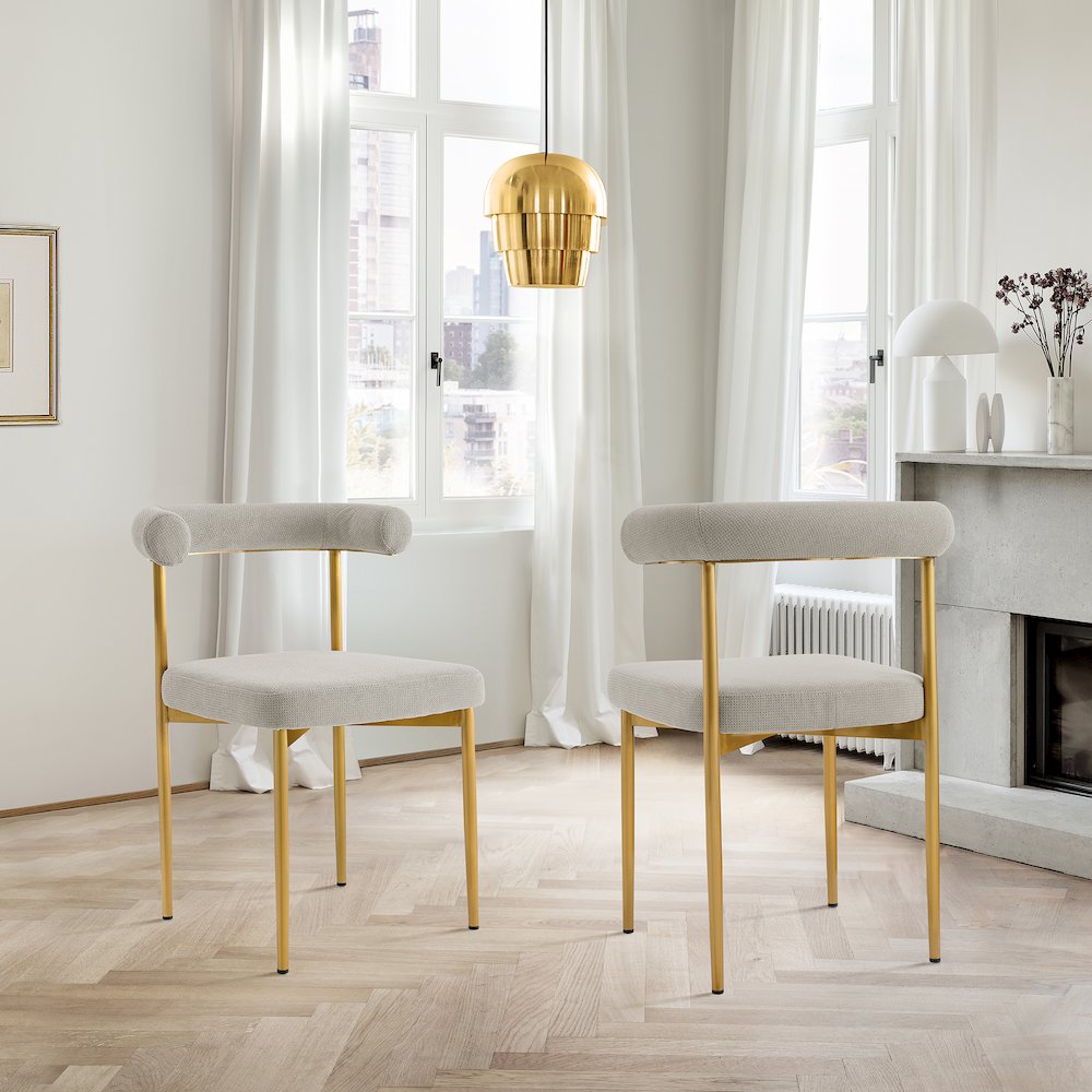 Shannon Dining Chair with Gold Brushed Stainless Steel. Picture 11