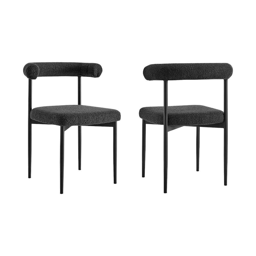 Shannon Dining Chair with Matte Black Iron and Black Fabric - Set of 2. Picture 1