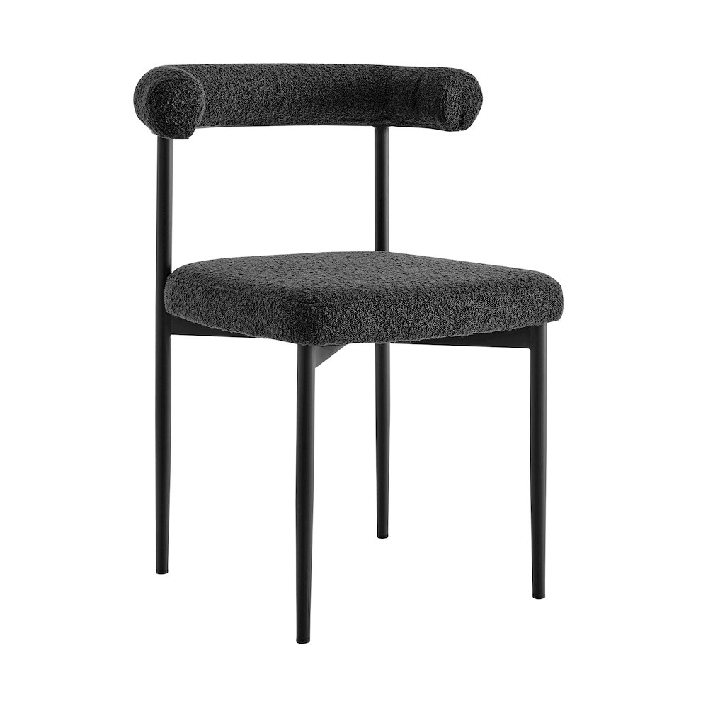 Shannon Dining Chair with Matte Black Iron and Black Fabric - Set of 2. Picture 2