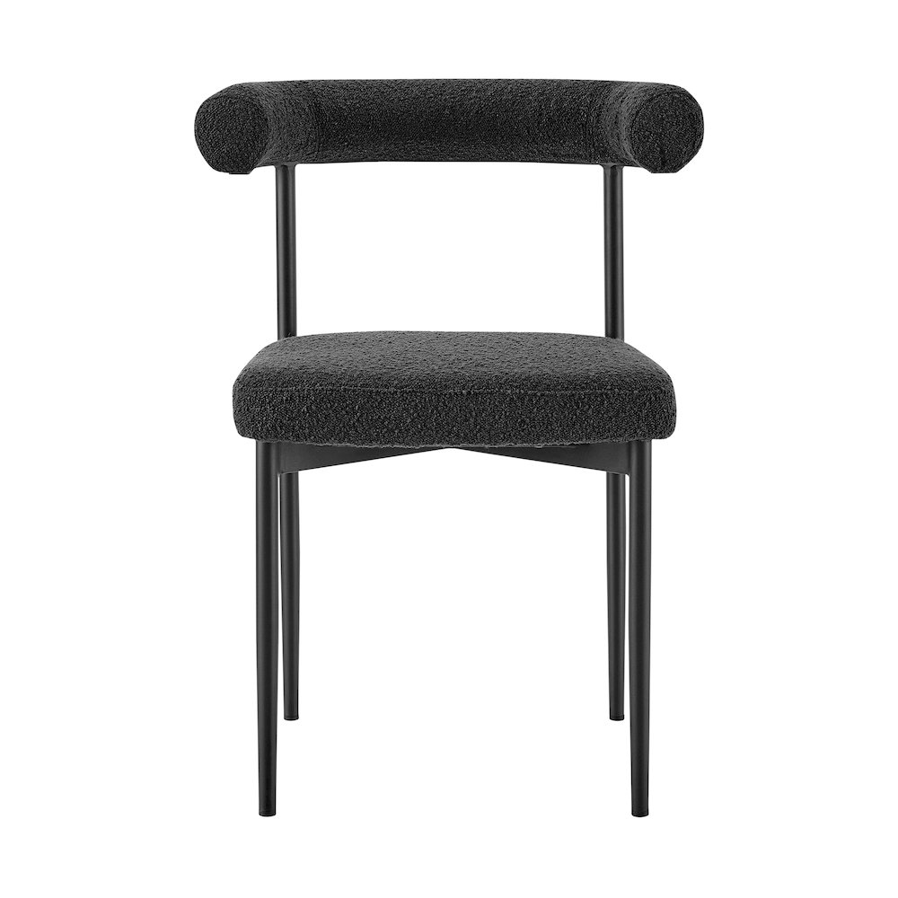 Shannon Dining Chair with Matte Black Iron and Black Fabric - Set of 2. Picture 3