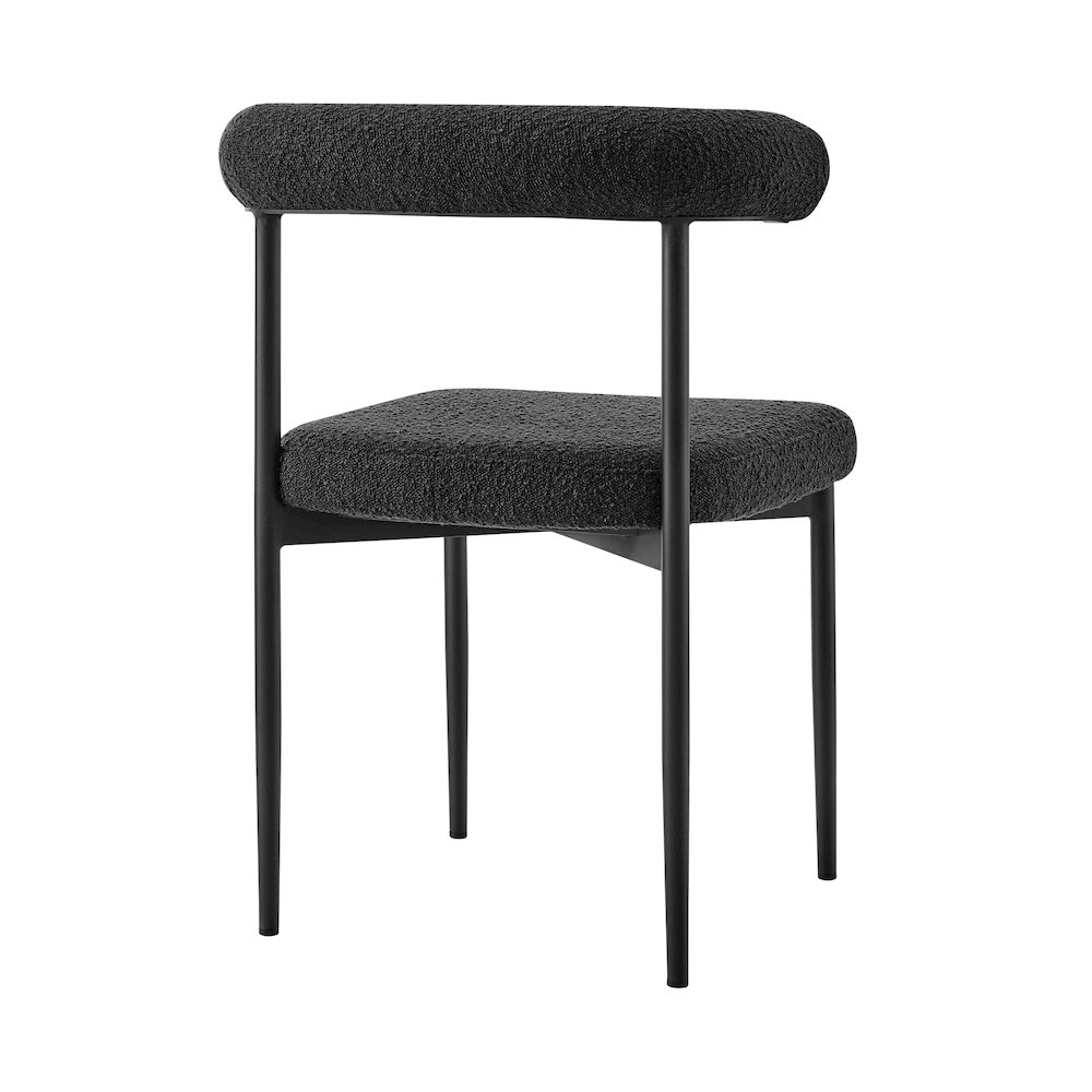 Shannon Dining Chair with Matte Black Iron and Black Fabric - Set of 2. Picture 4