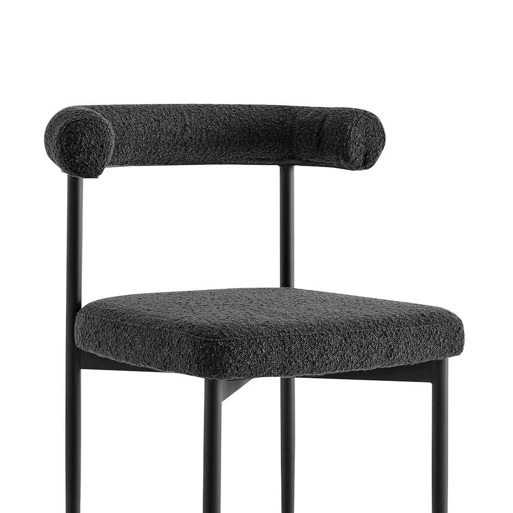 Shannon Dining Chair with Matte Black Iron and Black Fabric - Set of 2. Picture 5