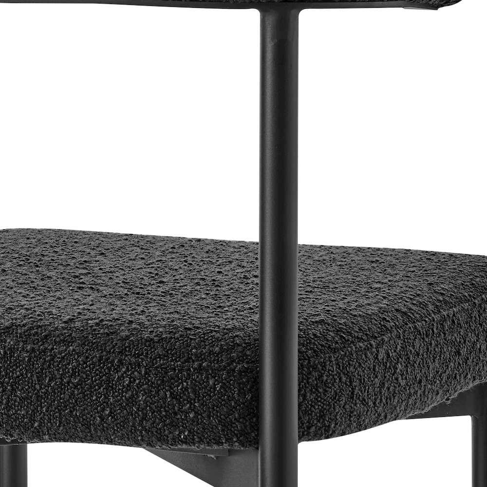 Shannon Dining Chair with Matte Black Iron and Black Fabric - Set of 2. Picture 8