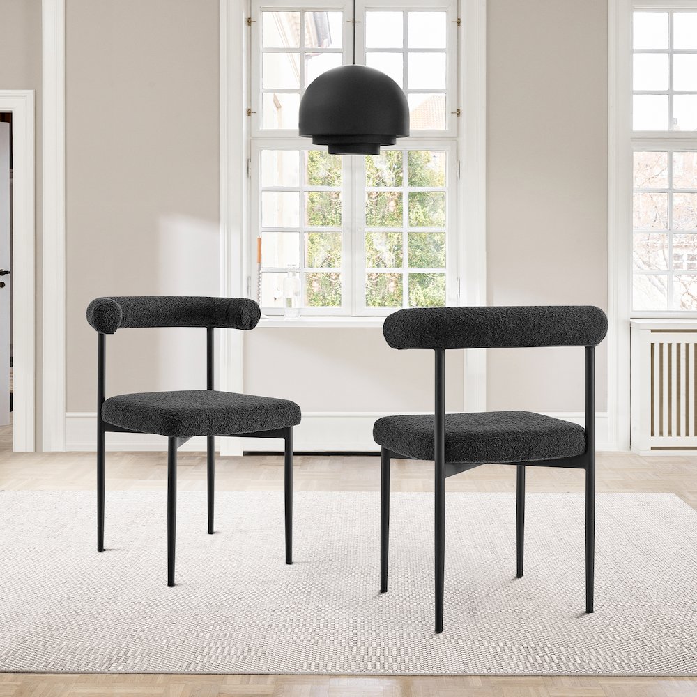 Shannon Dining Chair with Matte Black Iron and Black Fabric - Set of 2. Picture 11