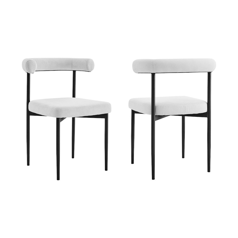 Shannon Dining Chair with Matte Black Iron and Cream Fabric - Set of 2. Picture 1