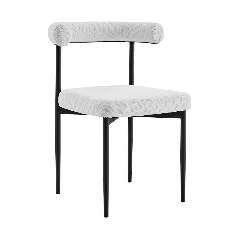 Shannon Dining Chair with Matte Black Iron and Cream Fabric - Set of 2. Picture 2