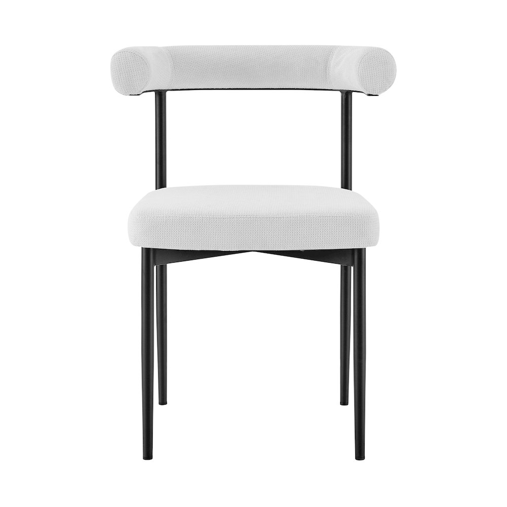Shannon Dining Chair with Matte Black Iron and Cream Fabric - Set of 2. Picture 3