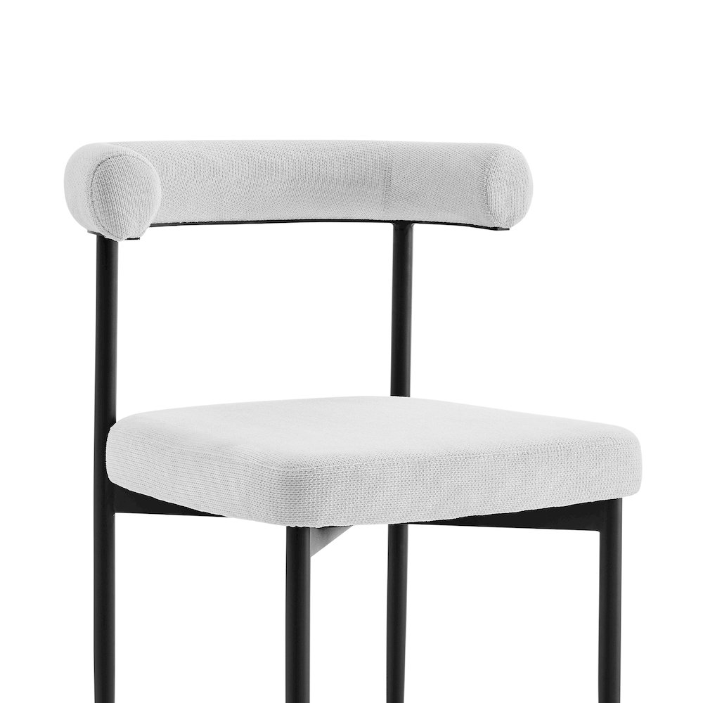Shannon Dining Chair with Matte Black Iron and Cream Fabric - Set of 2. Picture 5