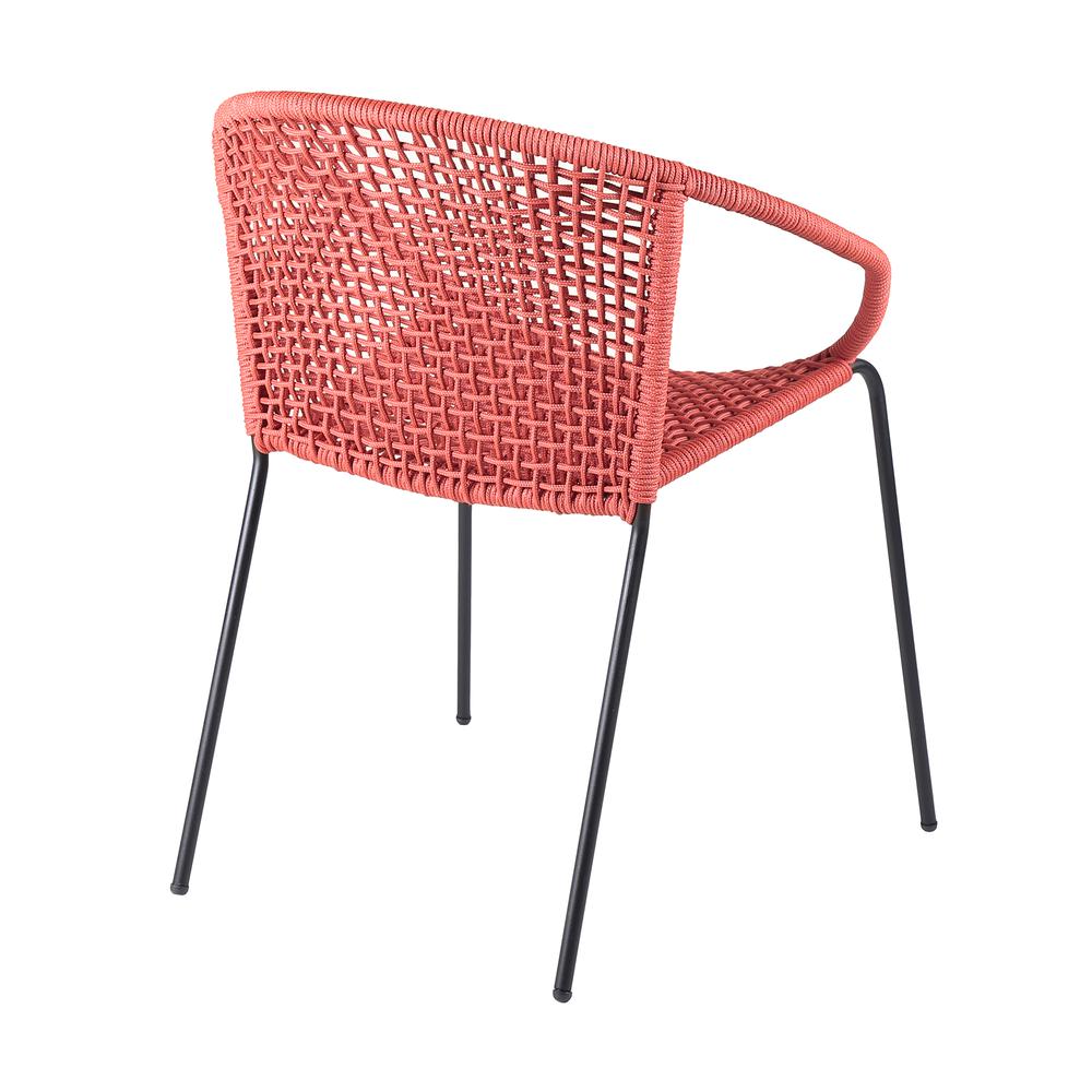 Snack Indoor Outdoor Stackable Steel Dining Chair with Brick Red Rope - Set of 2. Picture 2