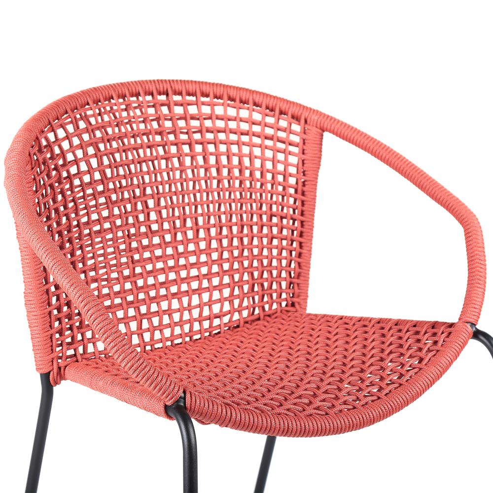 Snack Indoor Outdoor Stackable Steel Dining Chair with Brick Red Rope - Set of 2. Picture 4
