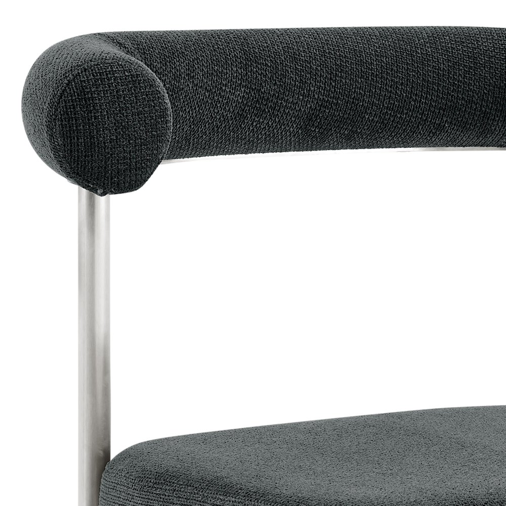 Shannon Dining Chair with Brushed Stainless Steel and Charcoal Fabric - Set of 2. Picture 7