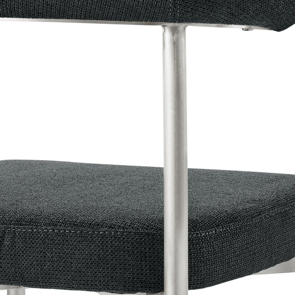Shannon Dining Chair with Brushed Stainless Steel and Charcoal Fabric - Set of 2. Picture 8