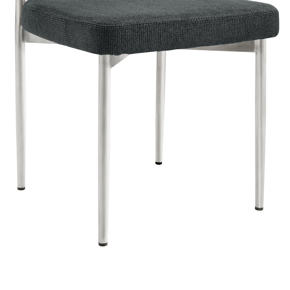 Shannon Dining Chair with Brushed Stainless Steel and Charcoal Fabric - Set of 2. Picture 9