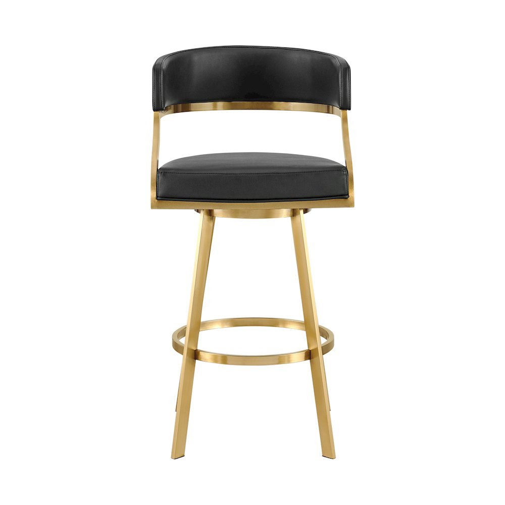 Saturn 30" Swivel Bar Stool with Gold Brushed Stainless Steel. Picture 2