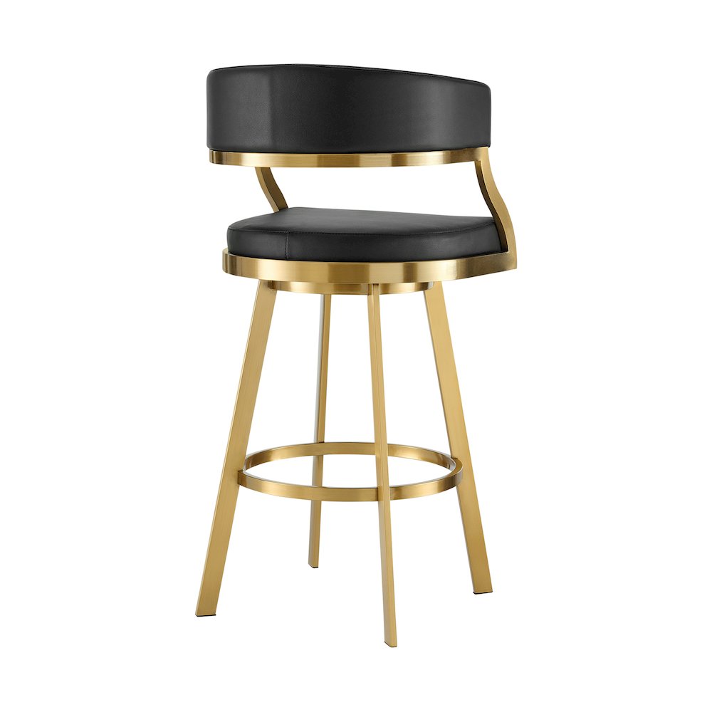 Saturn 30" Swivel Bar Stool with Gold Brushed Stainless Steel. Picture 3