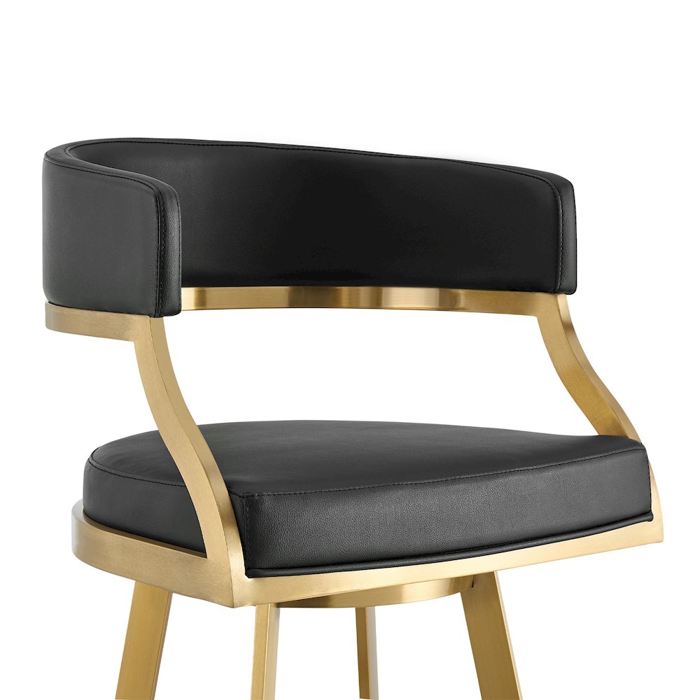 Saturn 30" Swivel Bar Stool with Gold Brushed Stainless Steel. Picture 4