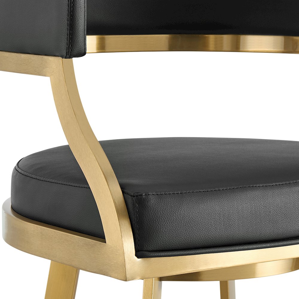 Saturn 30" Swivel Bar Stool with Gold Brushed Stainless Steel. Picture 6
