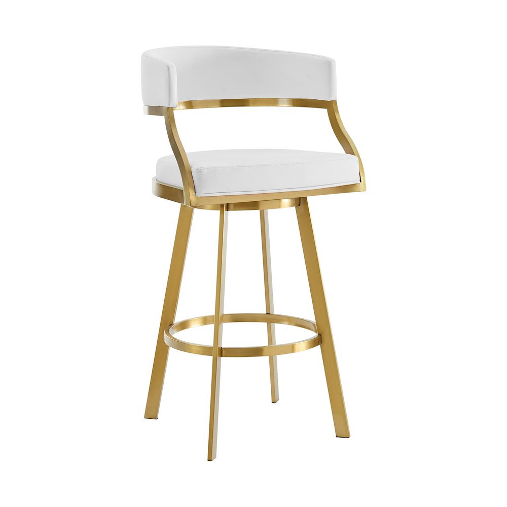 Saturn 26" Swivel Counter Stool with Gold Brushed Stainless Steel. Picture 1
