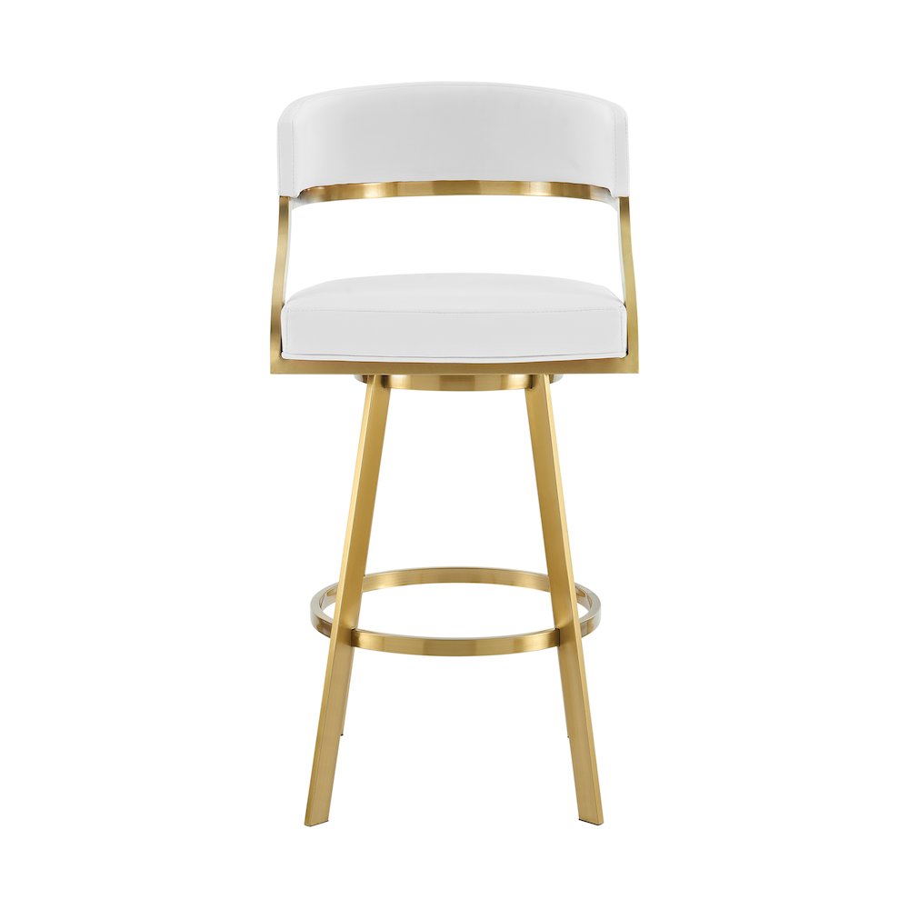 Saturn 26" Swivel Counter Stool with Gold Brushed Stainless Steel. Picture 2