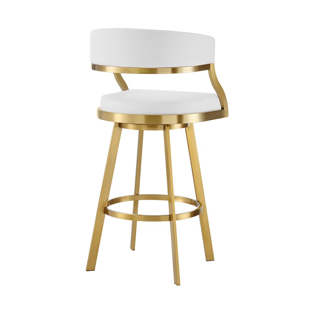 Saturn 26" Swivel Counter Stool with Gold Brushed Stainless Steel. Picture 3