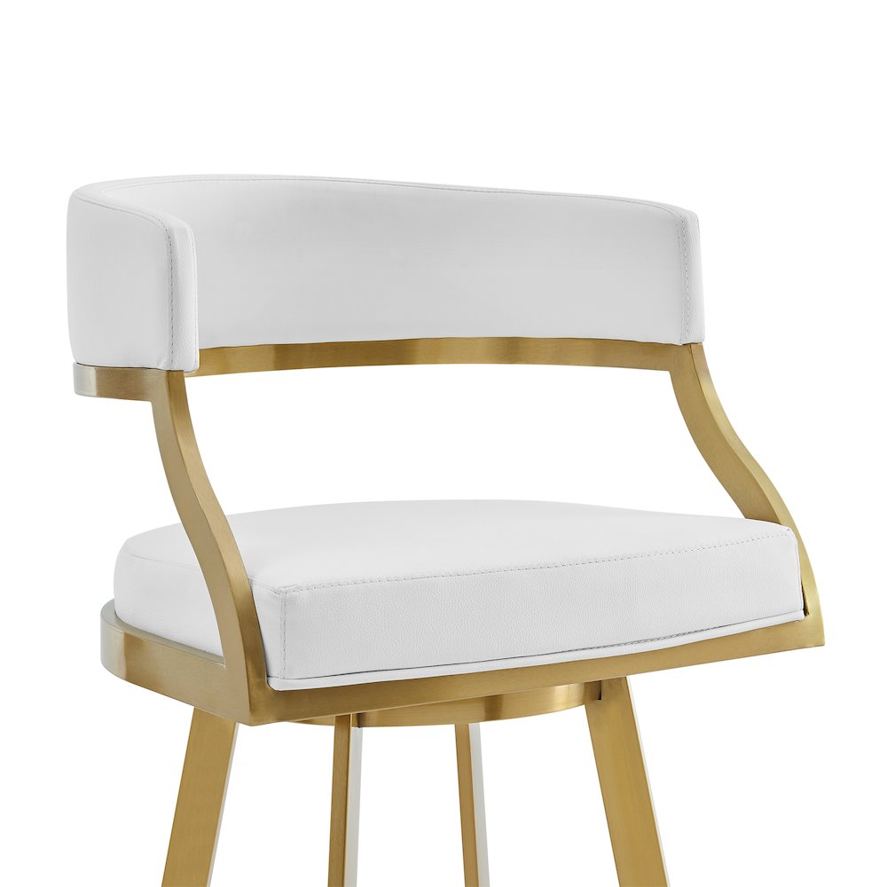 Saturn 26" Swivel Counter Stool with Gold Brushed Stainless Steel. Picture 4