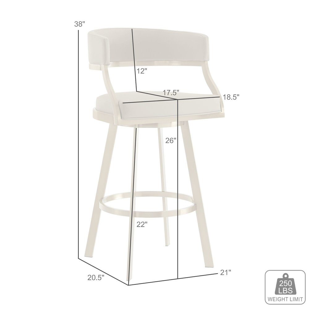 Saturn 26" Swivel Counter Stool with Gold Brushed Stainless Steel. Picture 9