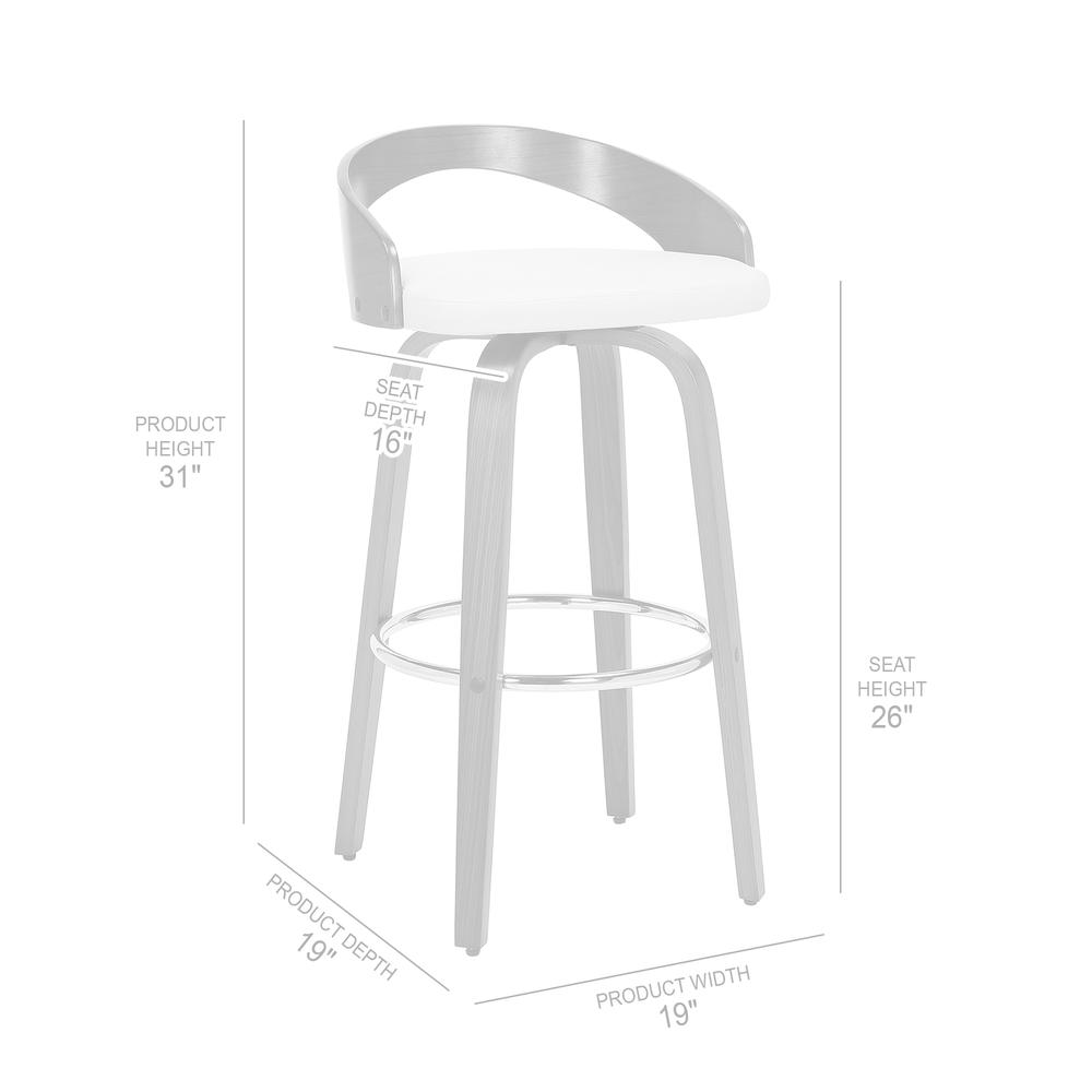 Sonia 26" Counter Height Swivel Cream Faux Leather and Walnut Wood Bar Stool. Picture 9