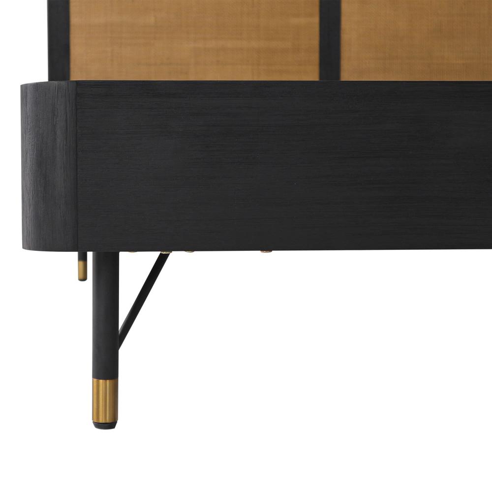 Saratoga King Platform Frame Bed in Black Acacia with Rattan Headboard. Picture 5