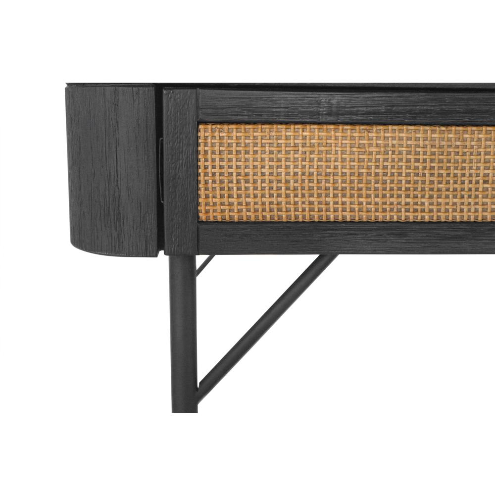 Saratoga 2 Drawer Desk in Black Acacia with Rattan. Picture 4