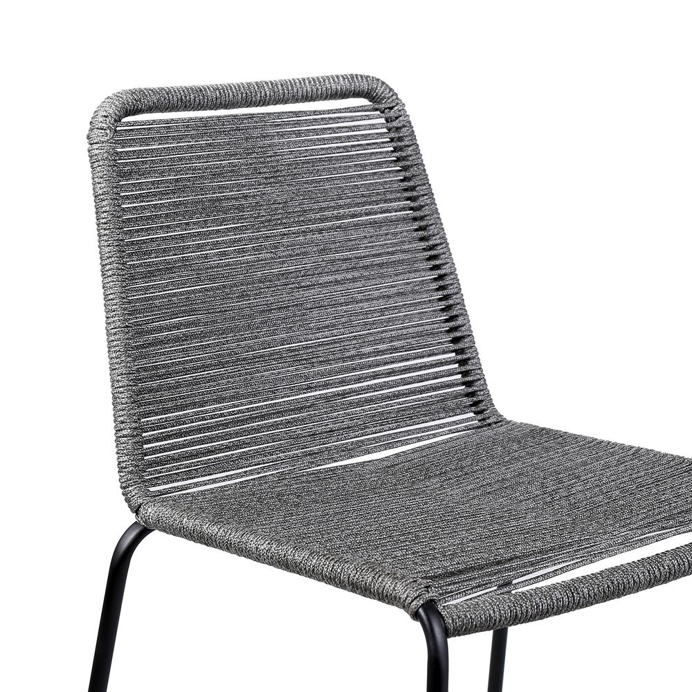 Shasta 30" Outdoor Metal and Grey Rope Stackable Barstool - Set of 2. Picture 4