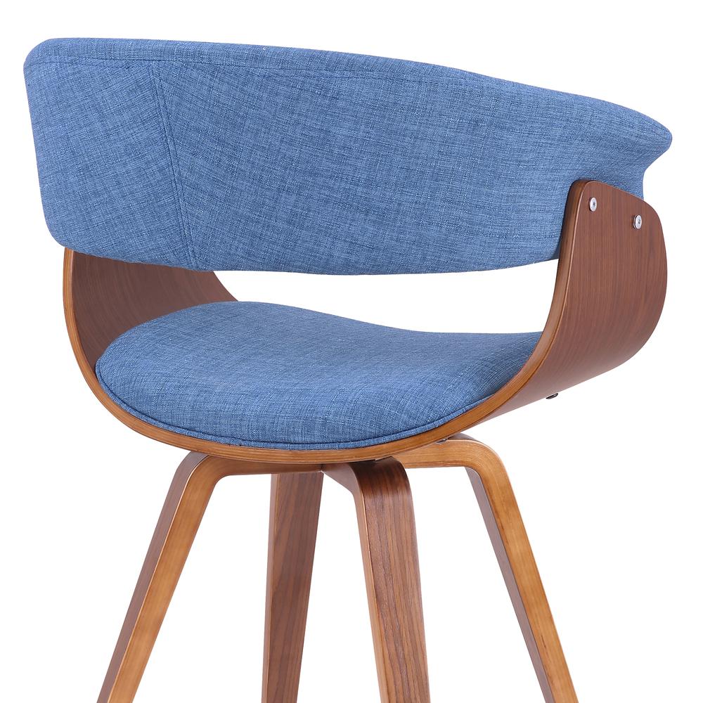 Armen Living Summer Mid-Century Chair in Blue Fabric with Walnut Wood Finish. Picture 3