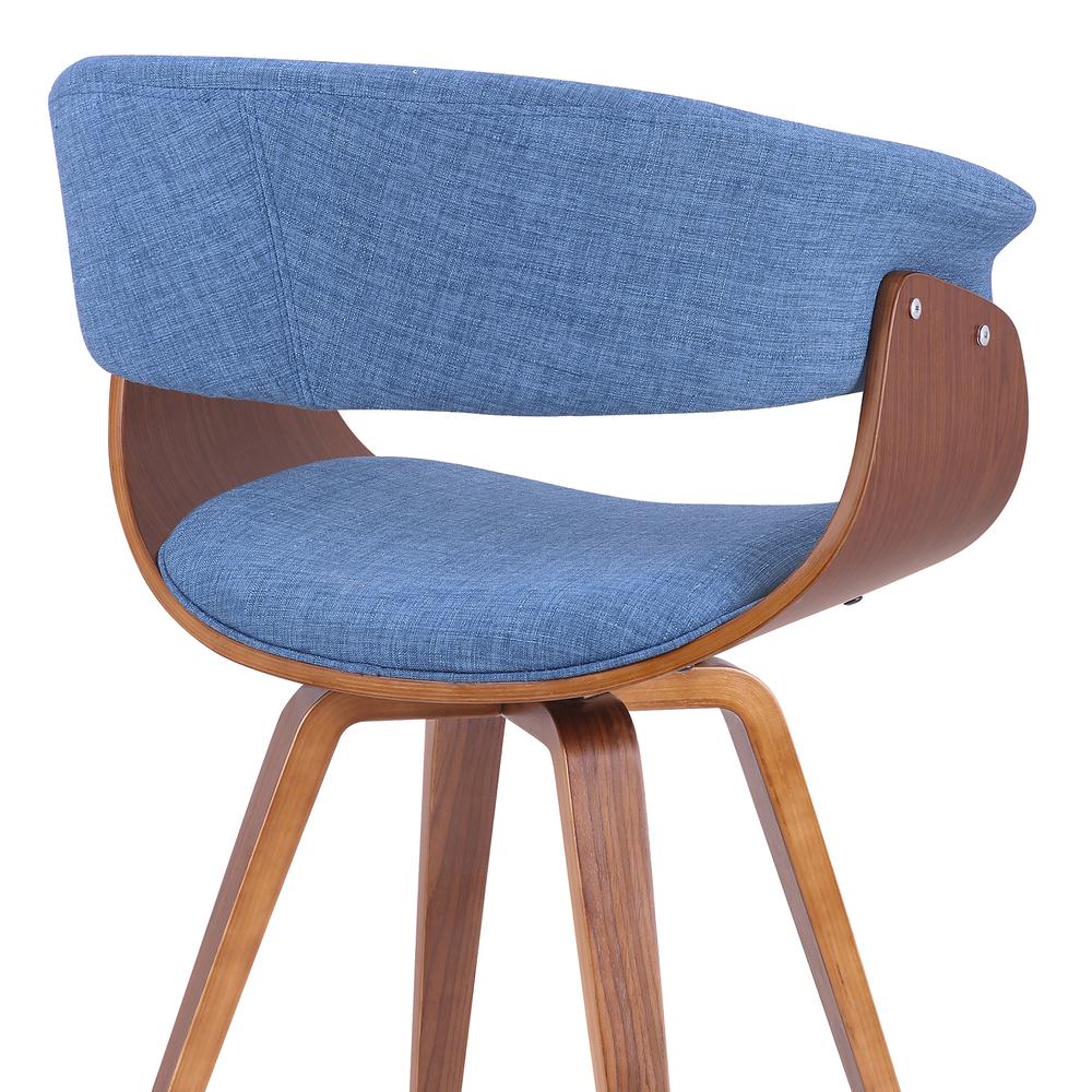 Armen Living Summer Mid-Century Chair in Blue Fabric with Walnut Wood Finish. Picture 5